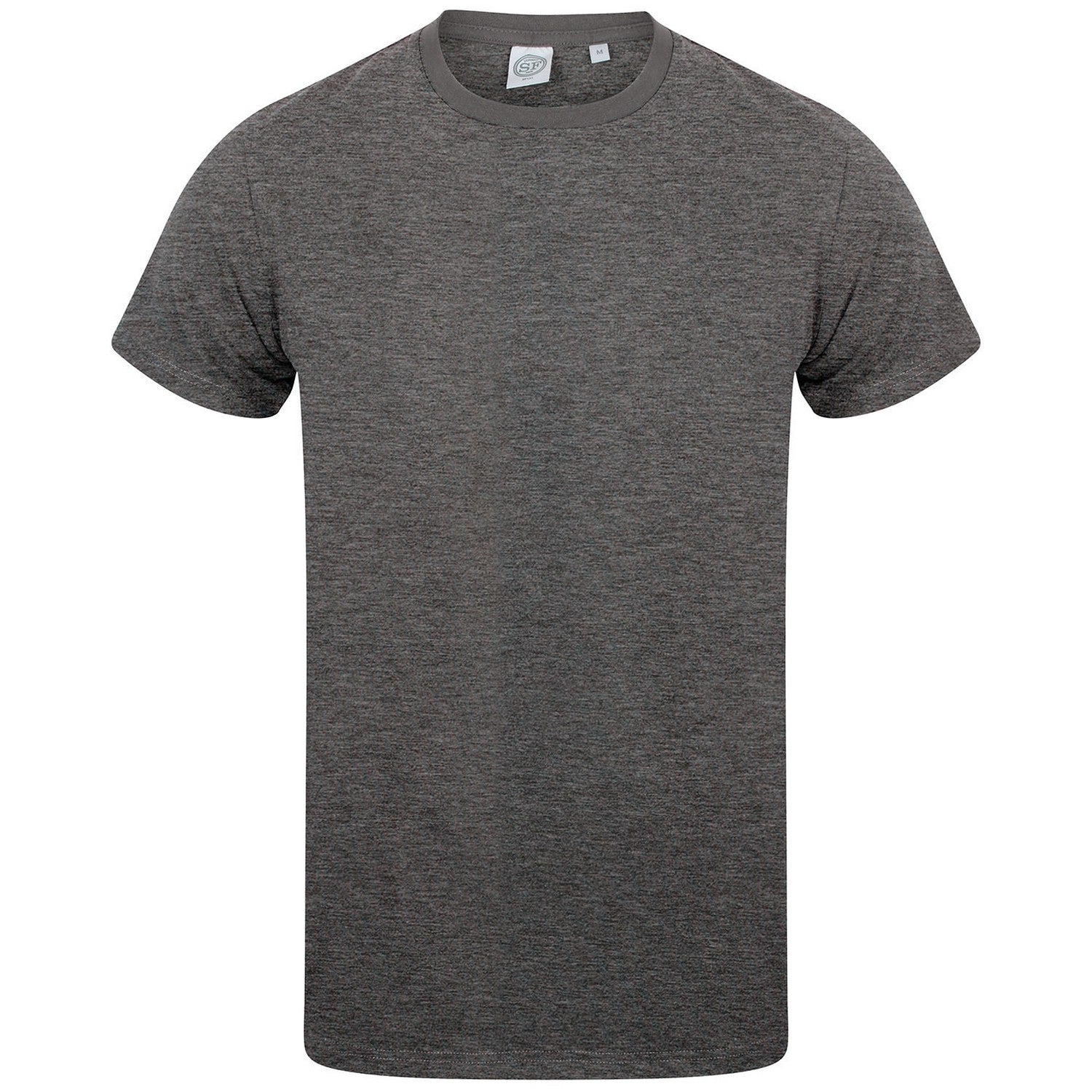 Heather Charcoal - Front - Skinni Fit Mens Feel Good Heather Stretch T-Shirt