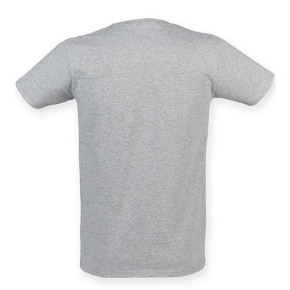 Heather Grey - Back - Skinni Fit Mens Feel Good Heather Cotton Stretch T-Shirt