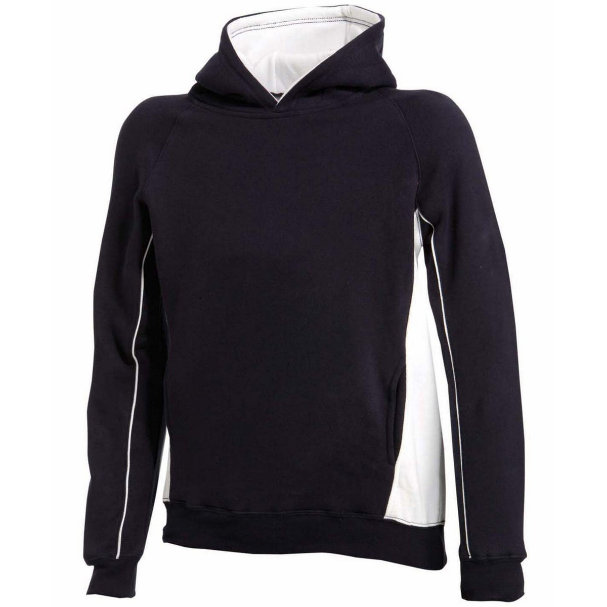Navy-White - Front - Finden & Hales Childrens-Kids Contrast Hoodie