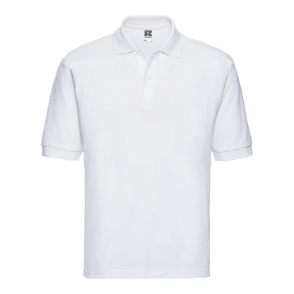 White - Front - Russell Mens Polycotton Pique Polo Shirt