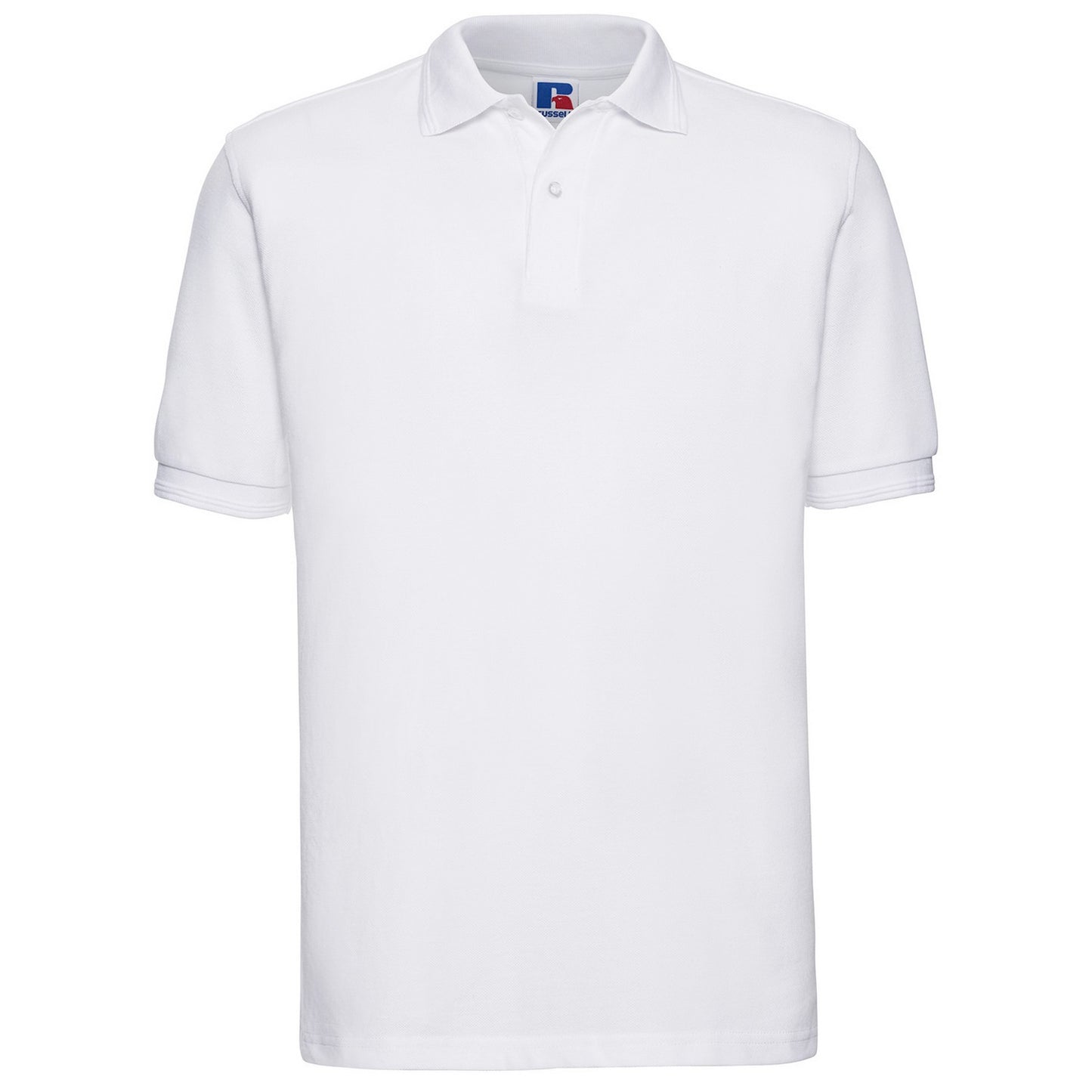 White - Front - Russell Mens Polycotton Pique Hardwearing Polo Shirt