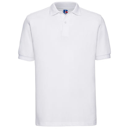 White - Front - Russell Mens Polycotton Pique Hardwearing Polo Shirt