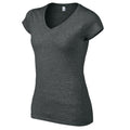 Dark Heather - Side - Gildan Womens-Ladies Softstyle Heather V Neck T-Shirt