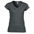 Dark Heather - Front - Gildan Womens-Ladies Softstyle Heather V Neck T-Shirt