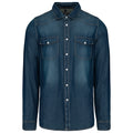 Blue Jean - Front - Kariban Mens Denim Long-Sleeved Shirt