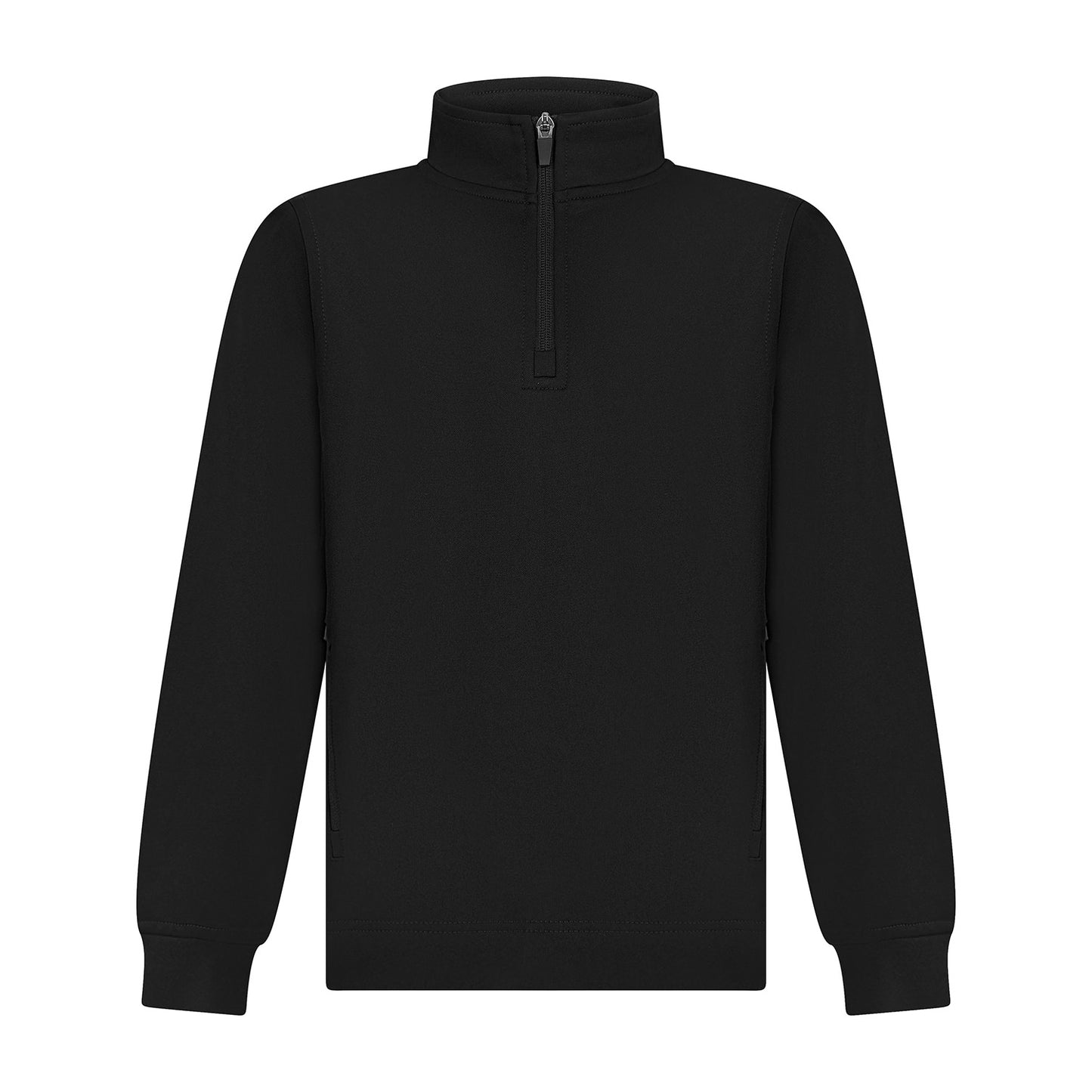Black - Front - Finden & Hales Childrens-Kids Quarter Zip Track Top