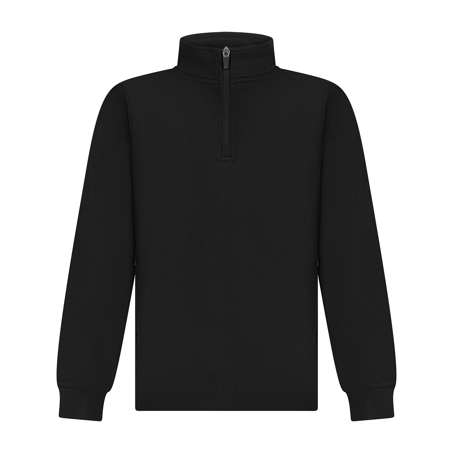 Black - Front - Finden & Hales Childrens-Kids Quarter Zip Track Top