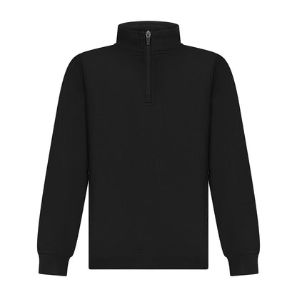 Black - Front - Finden & Hales Childrens-Kids Quarter Zip Track Top