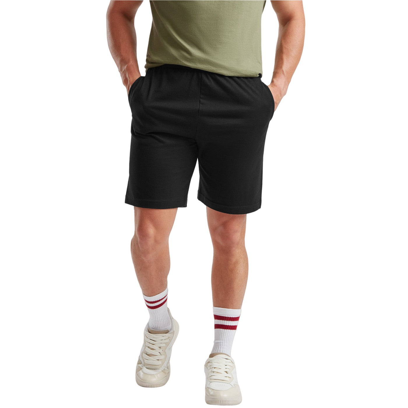 Black - Side - Fruit of the Loom Mens Iconic 195 Jersey Shorts