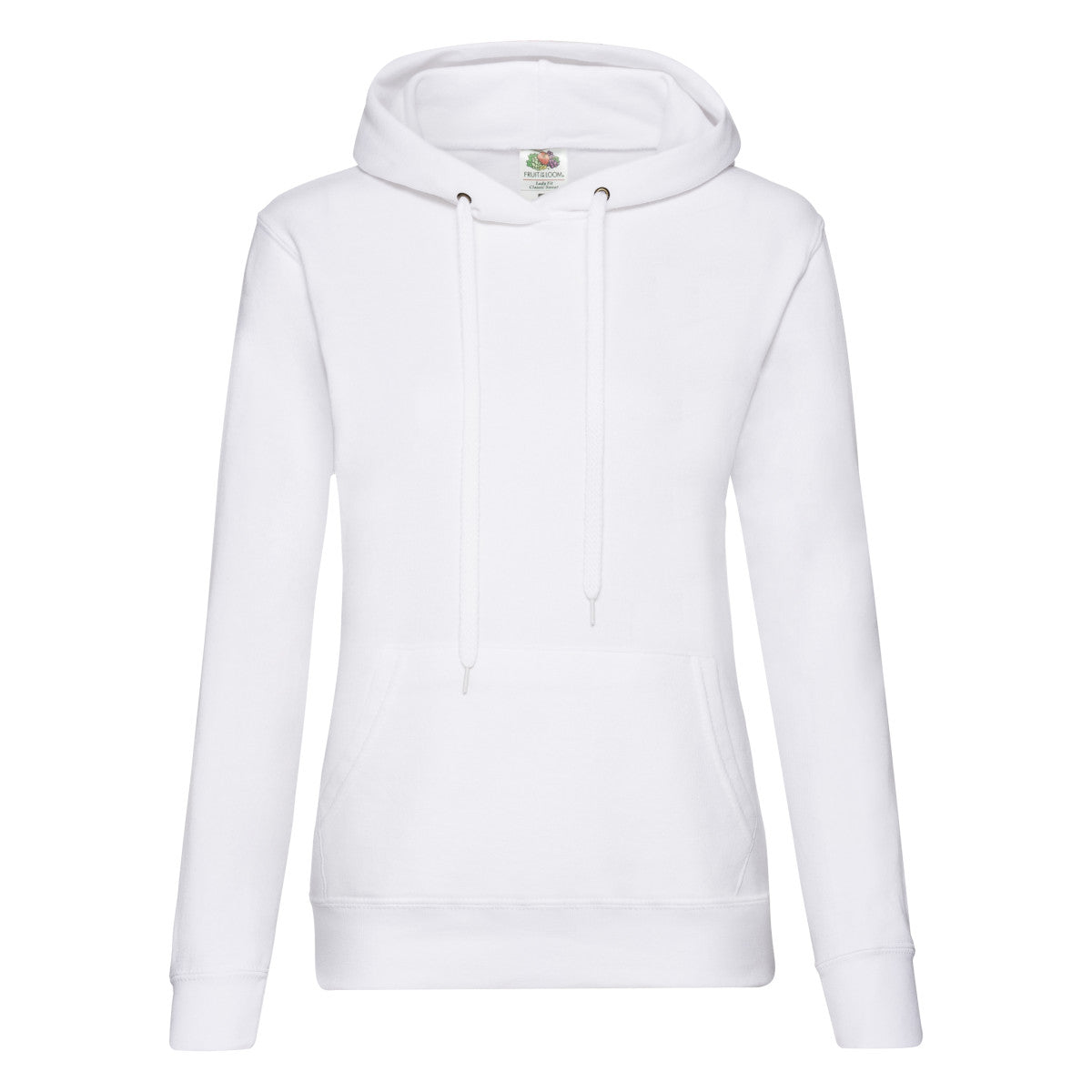 White - Front - Fruit Of The Loom Womens-Ladies Classic Hooded Lady Fit Sweatshirt