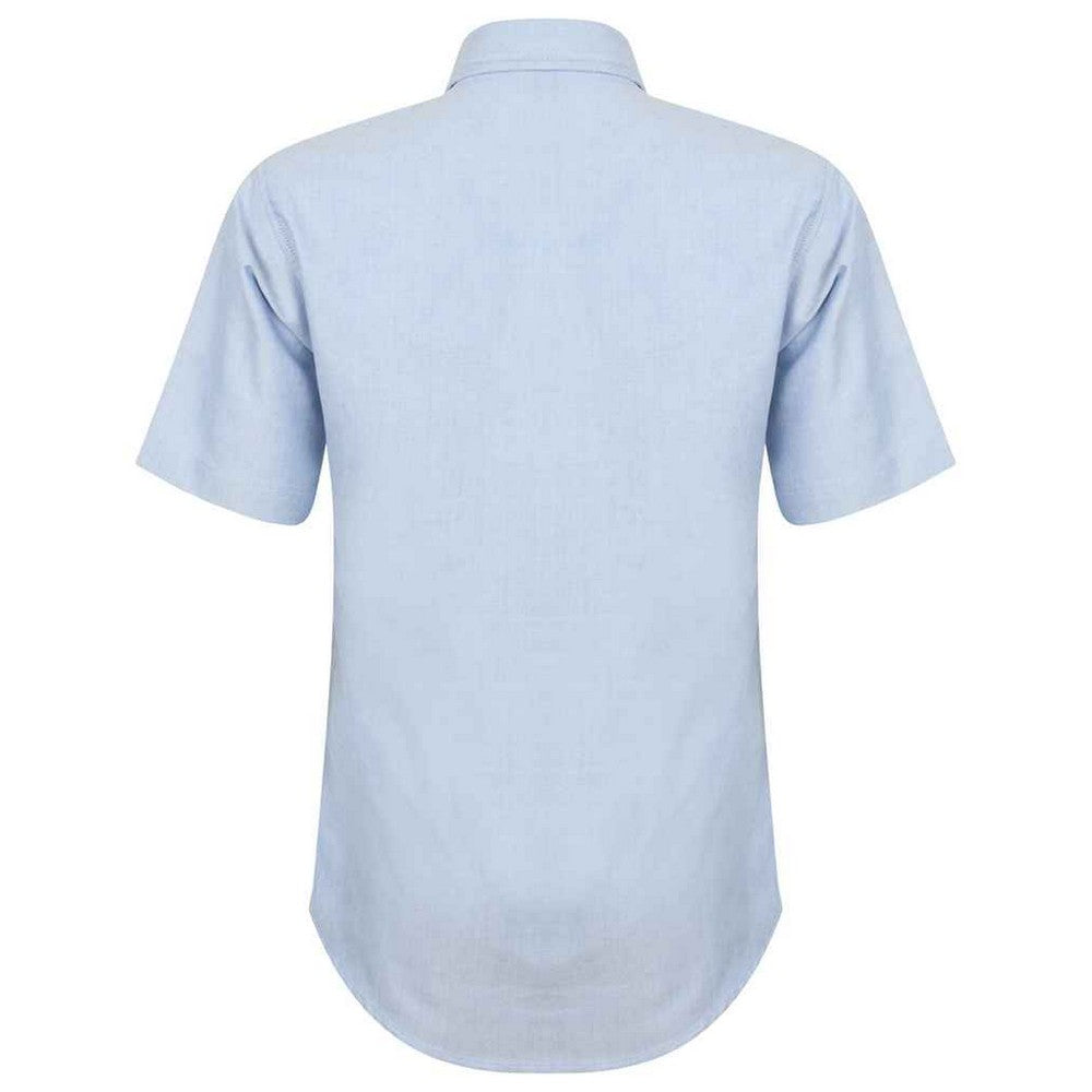 Blue - Back - Henbury Womens-Ladies Oxford Short-Sleeved Formal Shirt