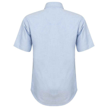 Blue - Back - Henbury Womens-Ladies Oxford Short-Sleeved Formal Shirt