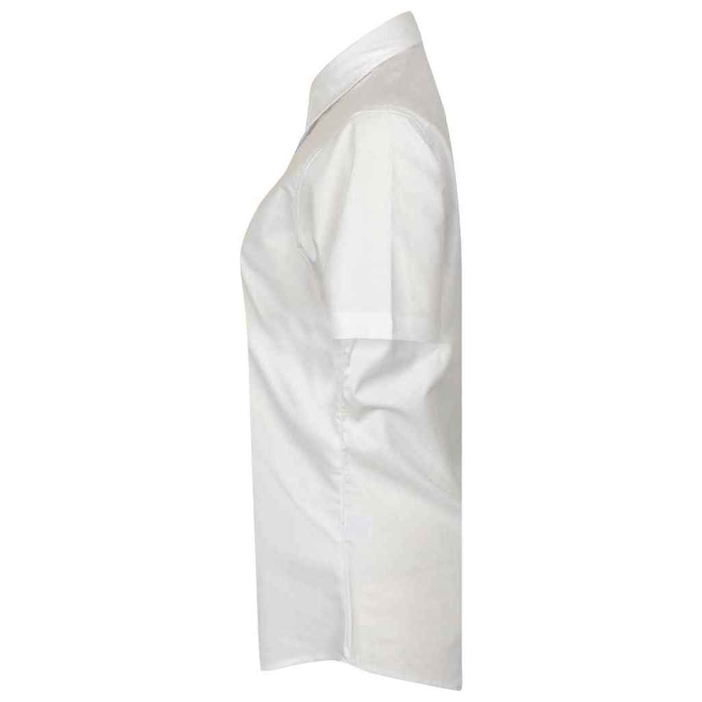 White - Side - Henbury Womens-Ladies Oxford Short-Sleeved Formal Shirt