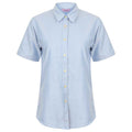 Blue - Front - Henbury Womens-Ladies Oxford Short-Sleeved Formal Shirt