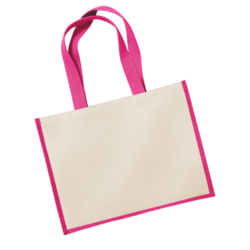 Fuchsia - Back - Westford Mill Classic Jute Shopper Bag