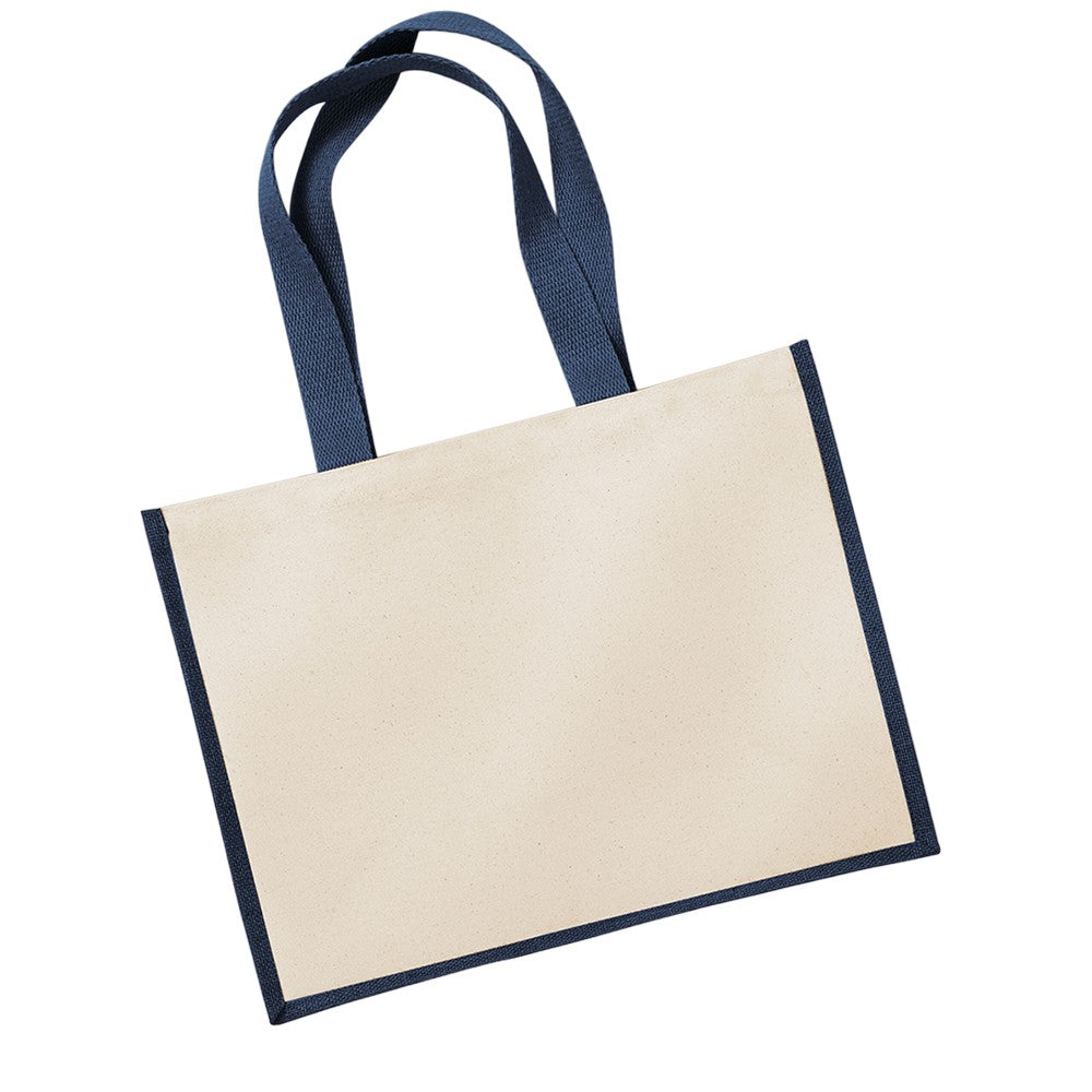 Navy - Back - Westford Mill Classic Jute Shopper Bag
