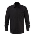 Black - Front - Russell Collection Mens Poplin Long-Sleeved Shirt