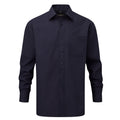 French Navy - Front - Russell Collection Womens-Ladies Poplin Long-Sleeved Shirt
