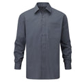 Convoy Grey - Front - Russell Collection Womens-Ladies Poplin Long-Sleeved Shirt