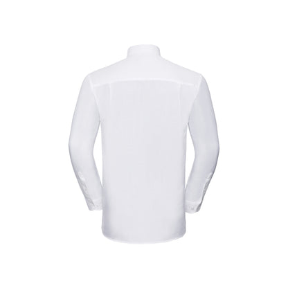 White - Back - Russell Collection Mens Oxford Long-Sleeved Shirt