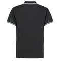 Graphite-White - Back - Kustom Kit Mens Tipped Cotton Pique Polo Shirt