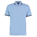 Light Blue-Navy - Front - Kustom Kit Mens Tipped Cotton Pique Polo Shirt