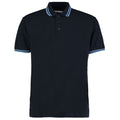 Navy-Light Blue - Front - Kustom Kit Mens Tipped Cotton Pique Polo Shirt