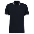 Navy-White - Front - Kustom Kit Mens Tipped Cotton Pique Polo Shirt