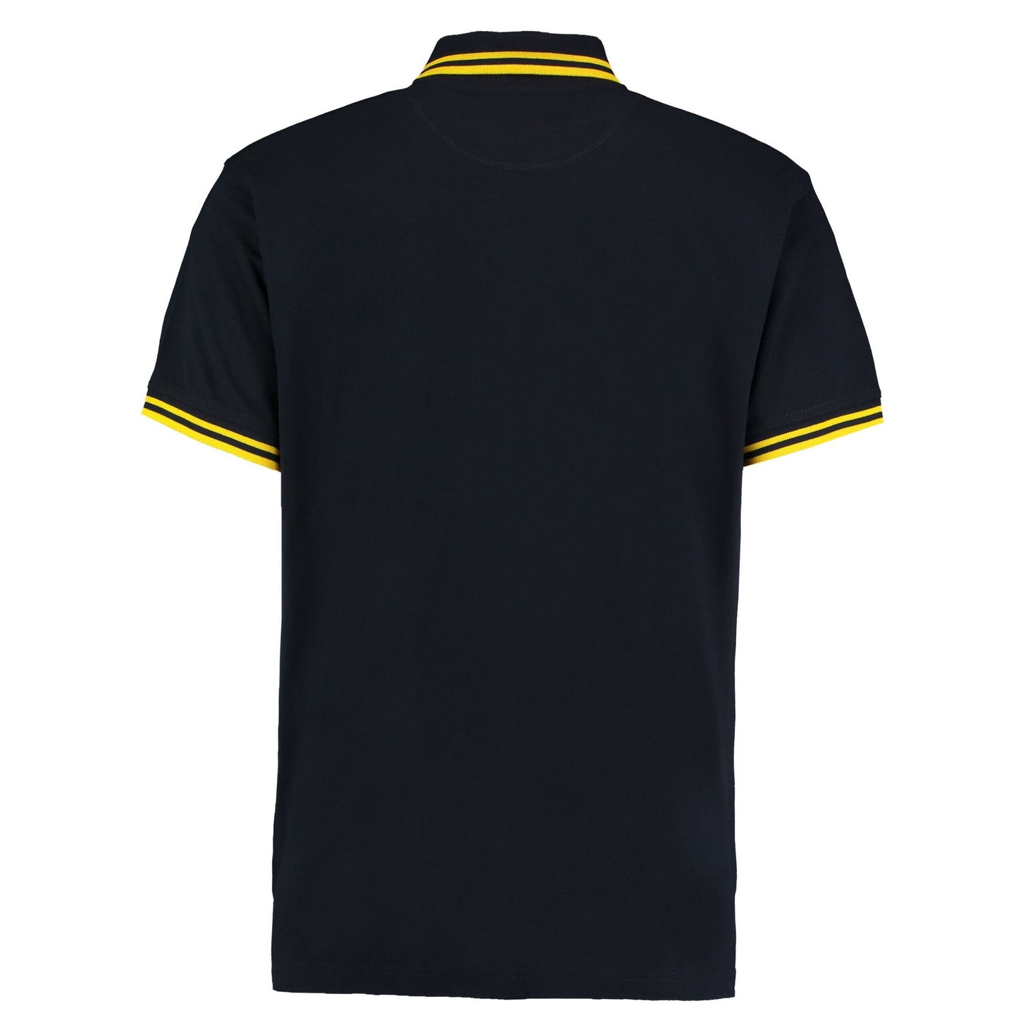 Navy-Yellow - Back - Kustom Kit Mens Tipped Cotton Pique Polo Shirt