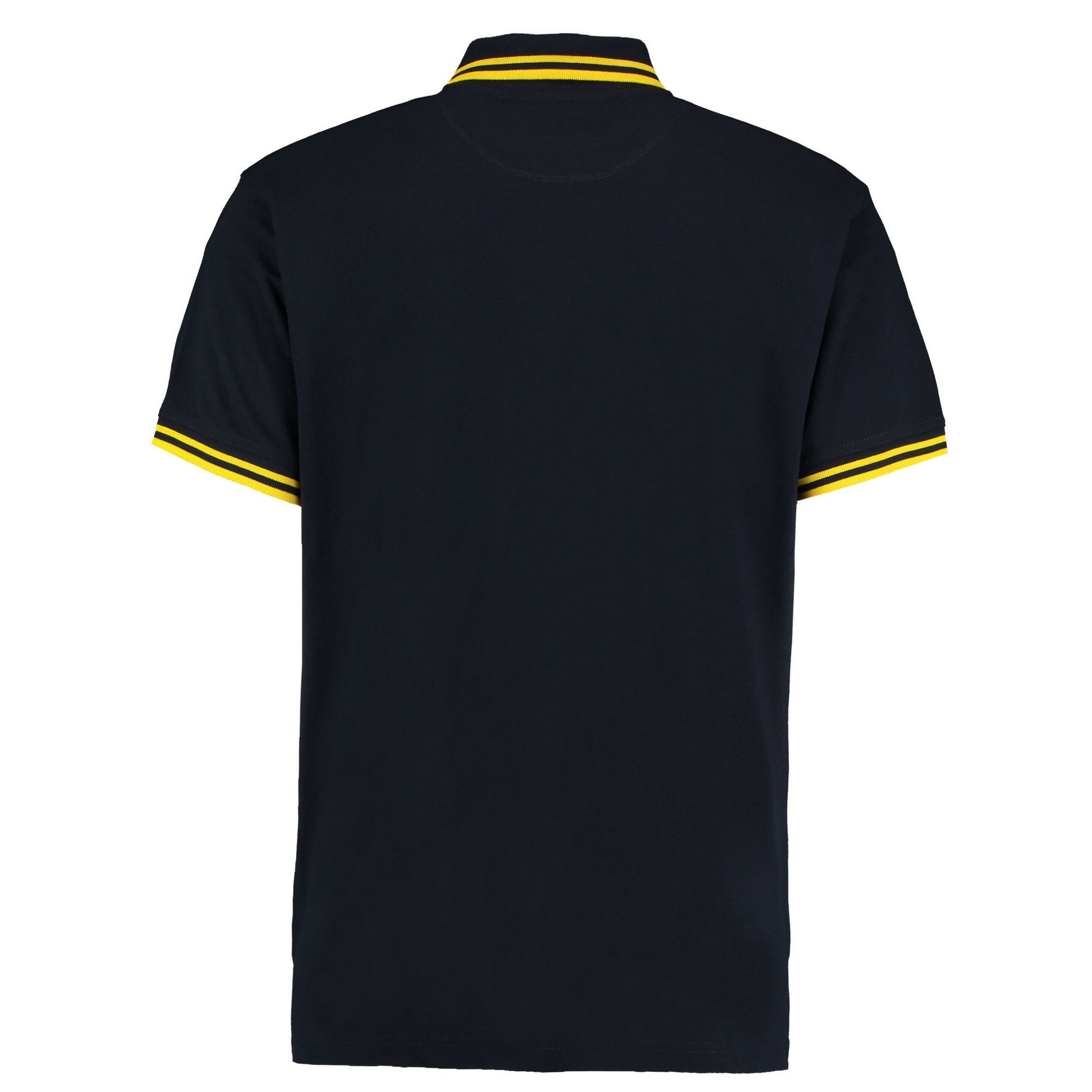 Navy-Yellow - Back - Kustom Kit Mens Tipped Cotton Pique Polo Shirt