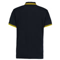 Navy-Yellow - Back - Kustom Kit Mens Tipped Cotton Pique Polo Shirt