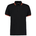 Black-Orange - Front - Kustom Kit Mens Tipped Cotton Pique Polo Shirt