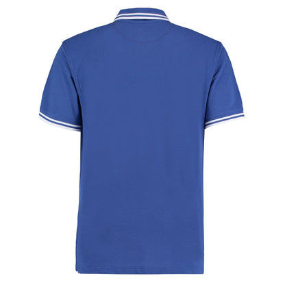 Royal Blue-White - Back - Kustom Kit Mens Tipped Cotton Pique Polo Shirt