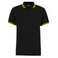 Black-Yellow - Front - Kustom Kit Mens Tipped Cotton Pique Polo Shirt