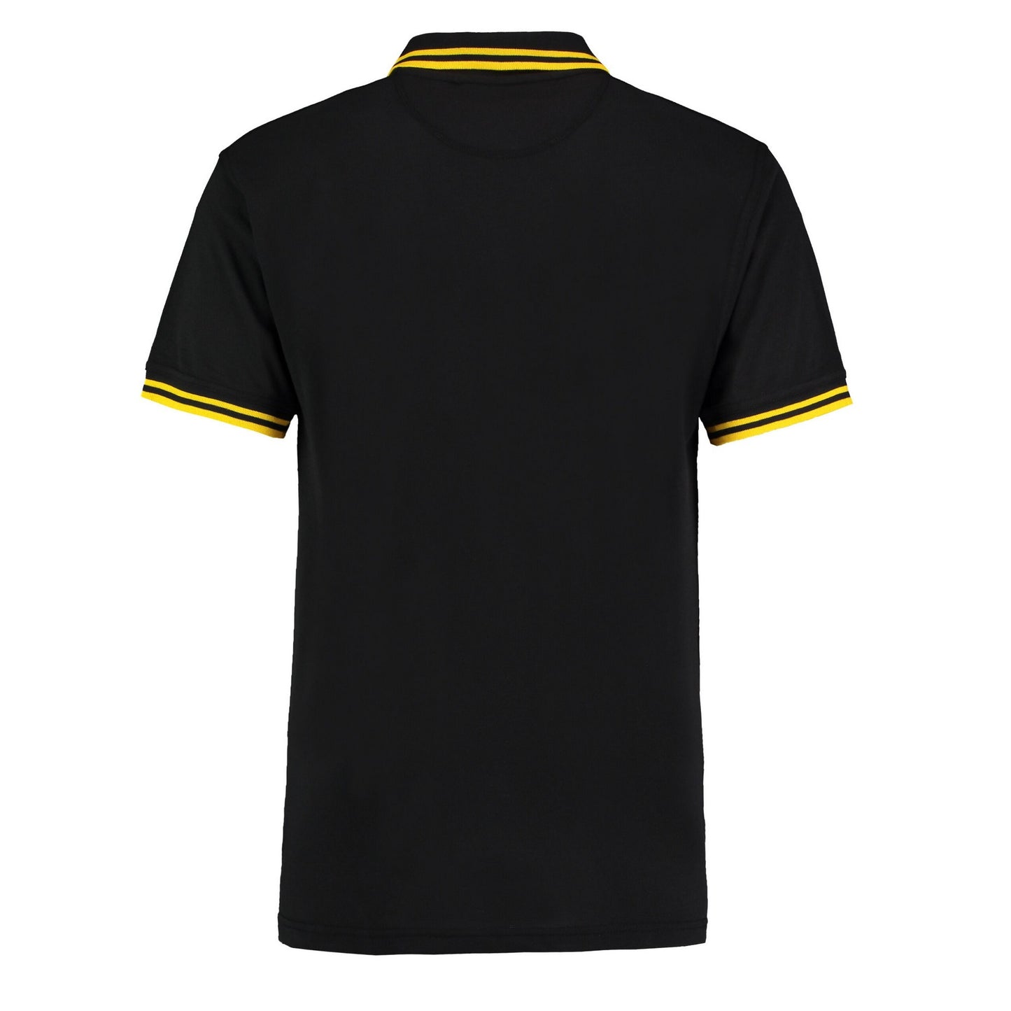 Black-Yellow - Back - Kustom Kit Mens Tipped Cotton Pique Polo Shirt