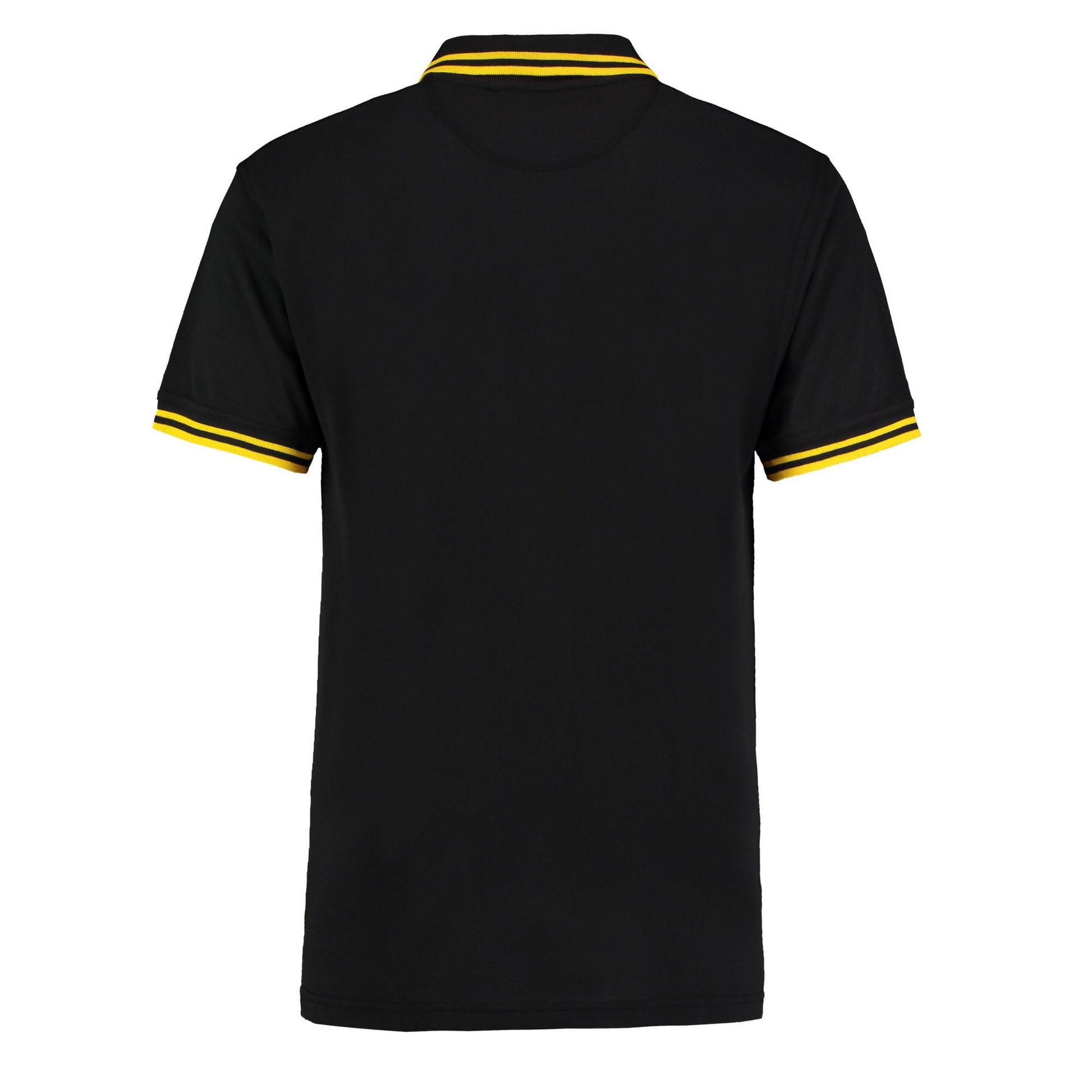 Black-Yellow - Back - Kustom Kit Mens Tipped Cotton Pique Polo Shirt