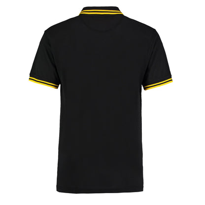 Black-Yellow - Back - Kustom Kit Mens Tipped Cotton Pique Polo Shirt
