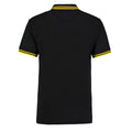 Black-Yellow - Back - Kustom Kit Mens Tipped Cotton Pique Polo Shirt