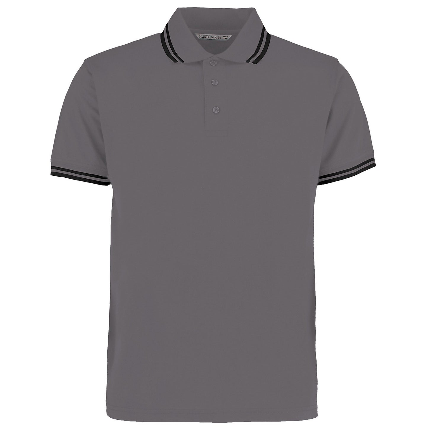 Charcoal-Black - Front - Kustom Kit Mens Tipped Cotton Pique Polo Shirt