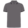 Charcoal-Black - Front - Kustom Kit Mens Tipped Cotton Pique Polo Shirt