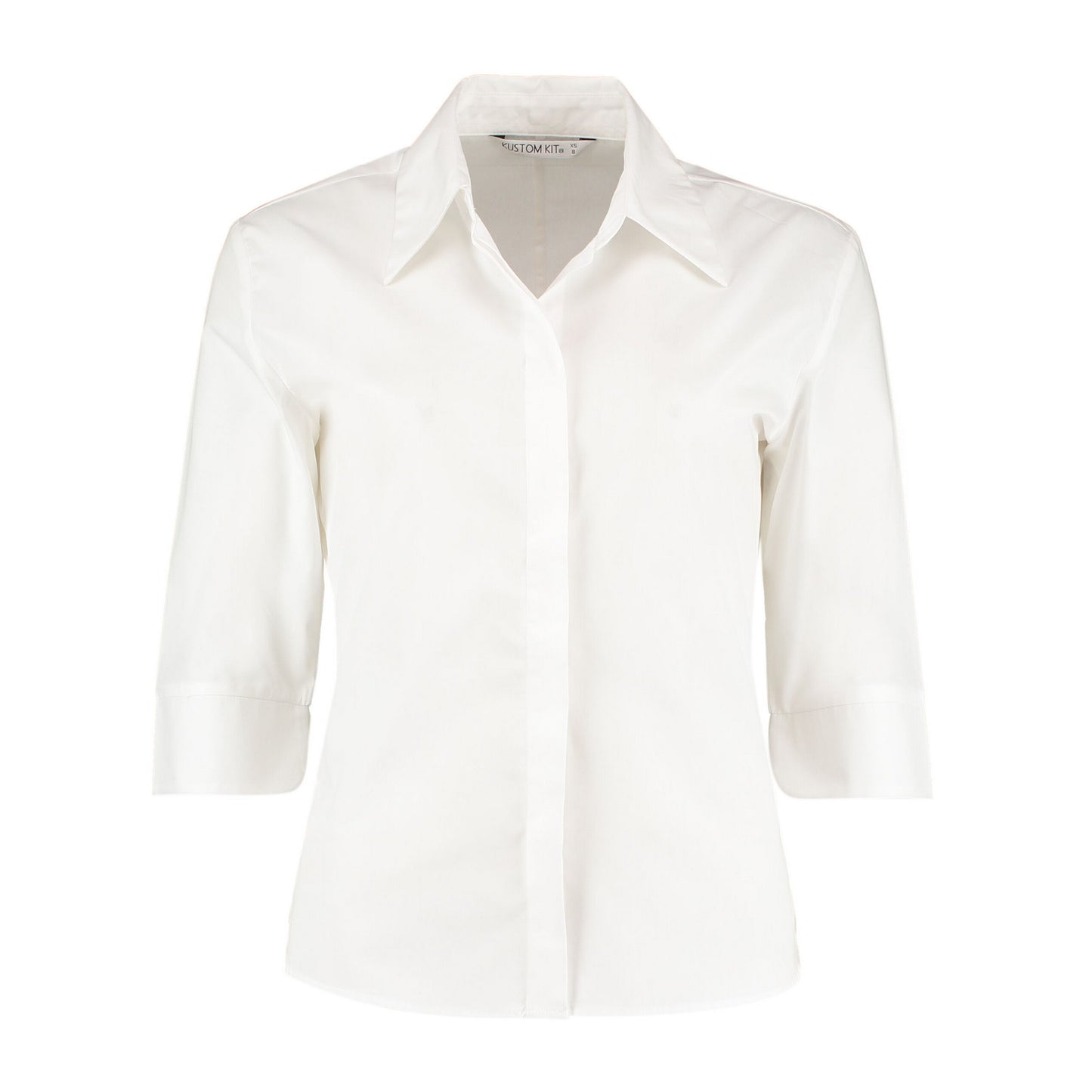 White - Front - Kustom Kit Womens-Ladies Continental 3-4 Sleeve Shirt