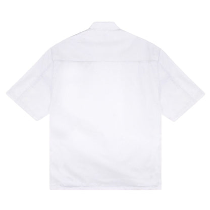 White - Back - Dennys Mens Stud Front Short-Sleeved Chef Jacket