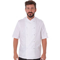 White - Side - Dennys Mens Stud Front Short-Sleeved Chef Jacket