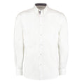White-Mid Blue - Front - Kustom Kit Mens Premium Contrast Oxford Long-Sleeved Shirt