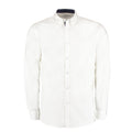 White-Navy - Front - Kustom Kit Mens Premium Contrast Oxford Long-Sleeved Shirt