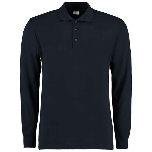 Navy - Front - Kustom Kit Mens Pique Long-Sleeved Polo Shirt