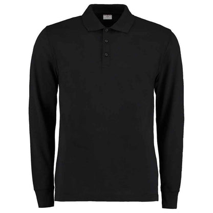 Black - Front - Kustom Kit Mens Pique Long-Sleeved Polo Shirt