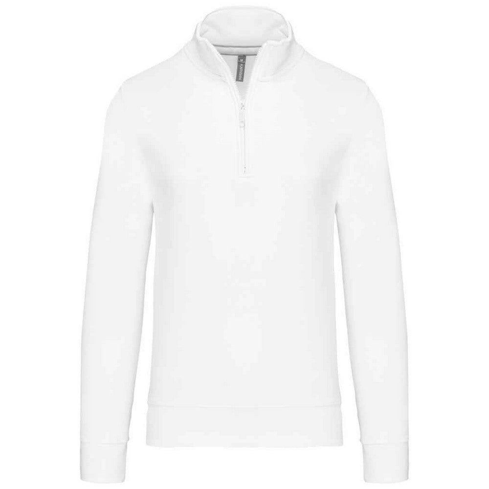 White - Front - Kariban Mens Zip Neck Sweatshirt