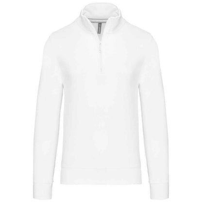 White - Front - Kariban Mens Zip Neck Sweatshirt