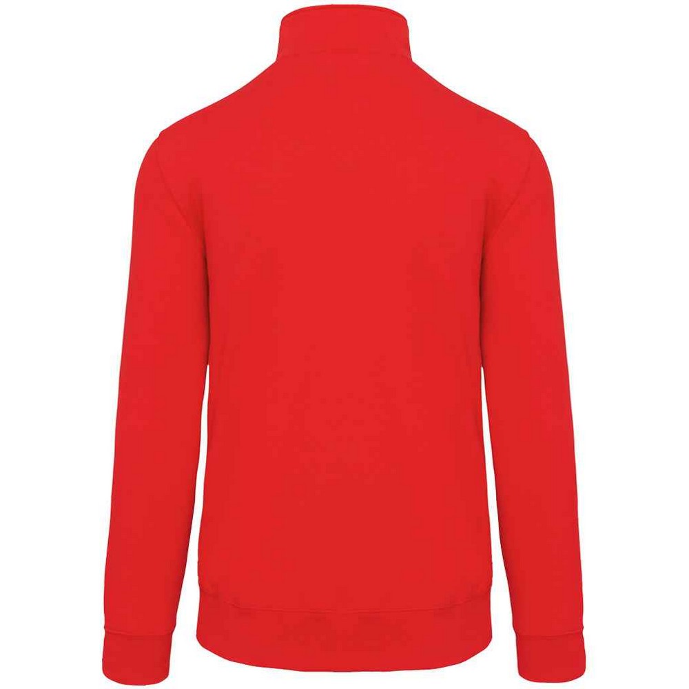 Red - Back - Kariban Mens Zip Neck Sweatshirt
